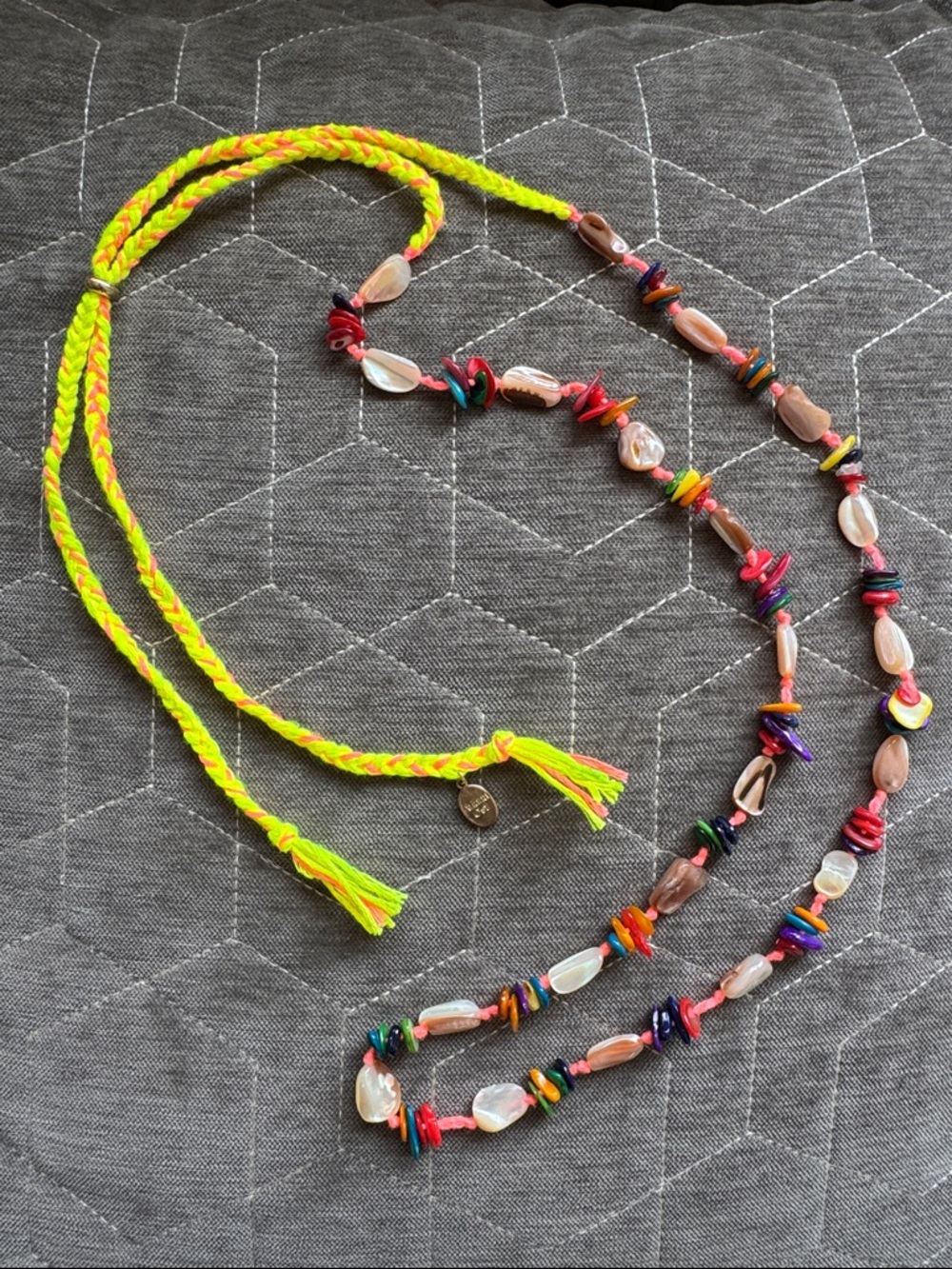 Free People x Ariana Ost At The Market Necklace in Neon Yellow & Pink Combo